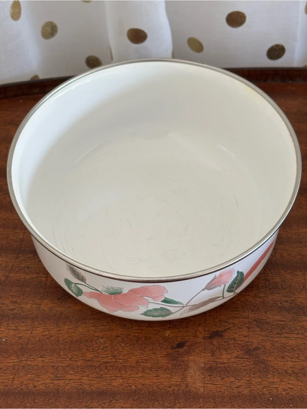 Vintage Mikasa Silk Flowers 3 Piece Metal Nesting Bowls/Lids Pink/Green Floral